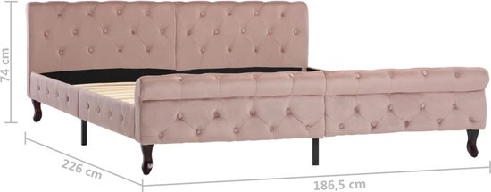 The Living Store Cadre de lit velours rose 180x200 cm - Lit