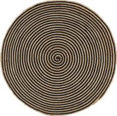 Tapis The Living Store - Jute/ Katoen - 90 cm - Naturel/ Spirale Zwart - Handgemaakt