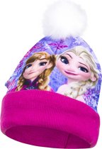 Frozen Disney muts met pompon - fleece - roze - maat 52 cm