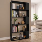 The Living Store Boekenkast Sena - 80x24x159 cm - zwart - bewerkt hout