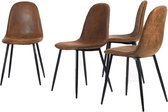 Eetkamerstoelen Zachte stoelen en rugleuning Keukenstoelen met massieve metalen poten voor woonkamer bruin