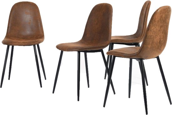 Chaises de salle à manger Chaises et dossier moelleux Chaises de cuisine avec pieds en métal massif pour salon marron