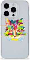 Mobiel Case Geschikt voor iPhone 15 Pro GSM Hoesje Doorzichtig Cat Color