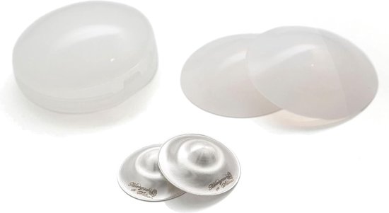 Tepelkapjes - De originele zilveren voedingscups met siliconen pads - tepelhoedjes voor pasgeborenen - Essentials Must Haves-tepelhoezen voor borstvoeding - 925 zilver - maat XL