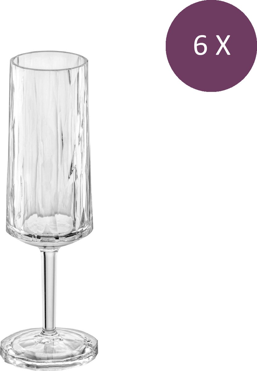 Koziol - Superglas Club No. 14 Champagneflute 100 ml Set van 6 stuks - Kunststof - Transparant