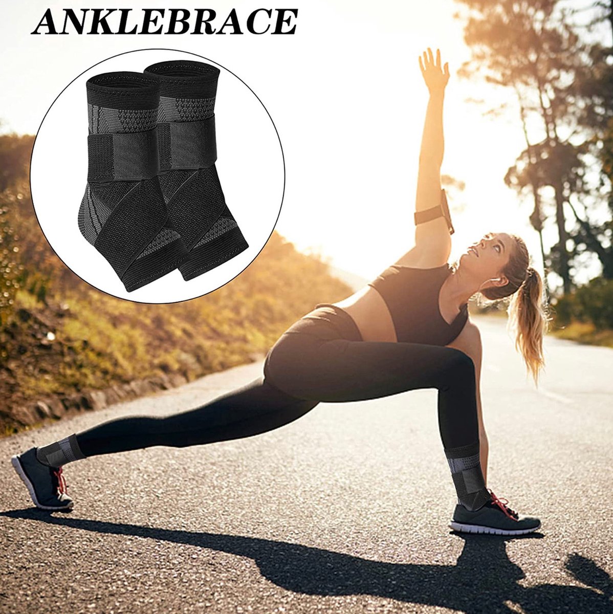 De Millennials Enkelbrace 1 pair (2 stuks) - Schoenmaat: 39 - 42 - enkelbandage voor compressiesokken verlichten hielspoor - sport - Enkel Bandage - Voet brace - Enkel Brace - Enkelondersteuning - Neopreen - Comfort fit - Zwart - Universeel — afbeelding 3