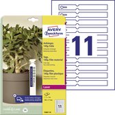 Avery-Zweckform T3007-10 Etiketten (A4) 160 x 17 mm Polyester Wit 110 stuk(s) Niet hechtend Labels met lus