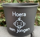 Cadeau emmer - 12 liter - Emmer - BLAUW - Hoera een jongen - Tuin - Huis - Newborn - Baby - Kraam - Kraamkado - Kraamcadeau - Baby geboren - Geboorte - Bevalling - Bevallen - Zwanger - Vrienden - Familie - Geboortekado - Geboortecadeau - Ouders Kado