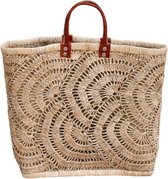 Tas Riet met waaier, Rieten tas, Shopper, Strandtas, Rieten tas