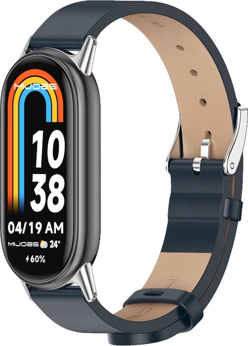 By Qubix - PU leren bandje - Donkerblauw - Geschikt voor Xiaomi Smart Band 8 / 9 / 10
