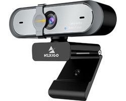 Webcam - Full HD 1080P - AutoFocus - Lichtcorrectie - Twee microfoons - Grijs