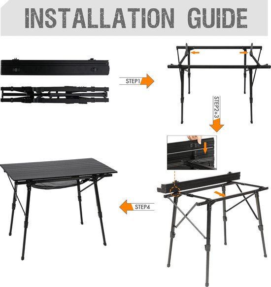 Portal Kampeertafels die 90 x 53 cm opvouwen picknicktafel, draagbaar, met in hoogte verstelbare poten, inklapbaar, 3 ft aluminium oprolbaar, outdoor, lichtgewicht, opvouwbaar, voor strand, vissen
