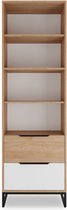 Boekenkast - Boekenkast met planken en lades - Metalen poten - hickory + wit mat - 60 cm