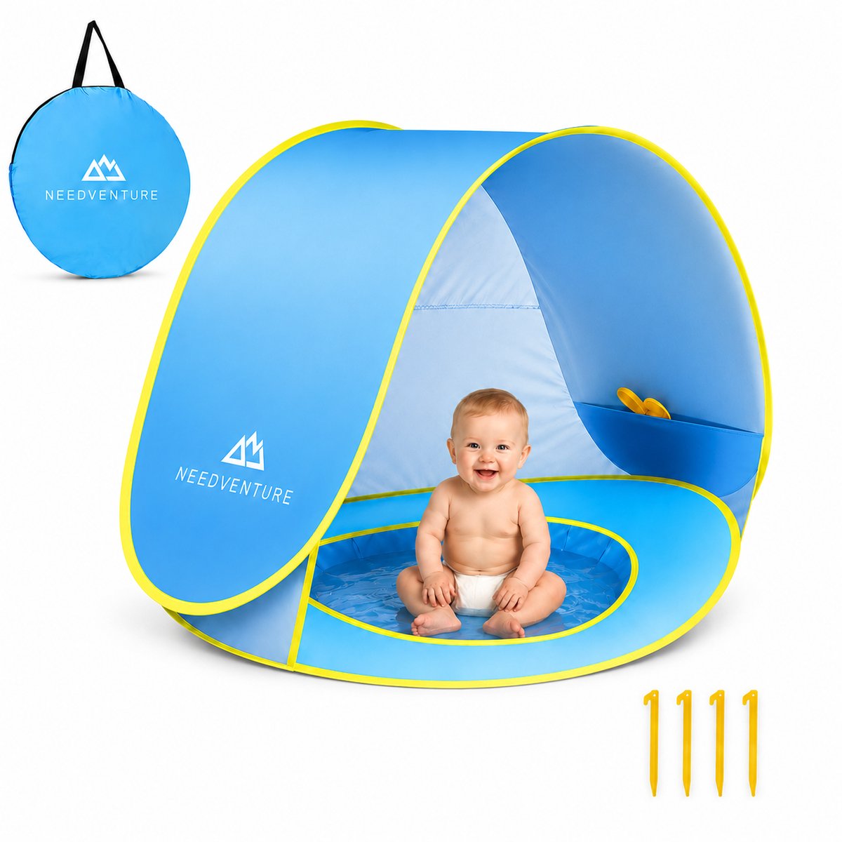 needventure® Baby Speeltent - UV 50 Bescherming - Pop Up Tent - Zwembad Strandtent - Windscherm Strand - Camping Strandtentje - Speeltent - Blauw