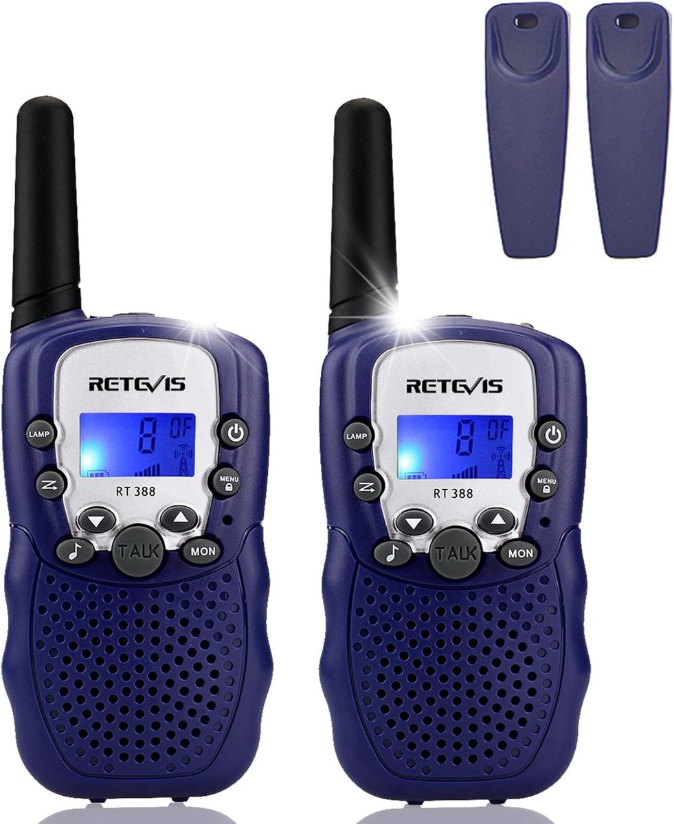 Retevis RT388 Walkie Talkie voor Kinderen-Portofoon 2 Stuks-3KM Bereik-8CH-LED-zaklamp
