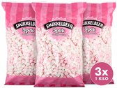 Smikkelbeer - Minimallows – Mini Marshmallows – 3x1 Kilo – Wit & Roze Spekjes