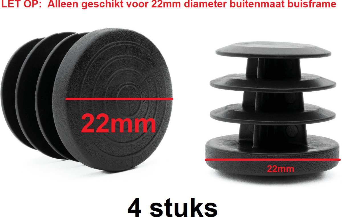 Insteekdop 4 stuks rond zwart 22mm kunststof pootdop insteekdoppen pootdoppen stoelpootdop stoelpootdoppen
