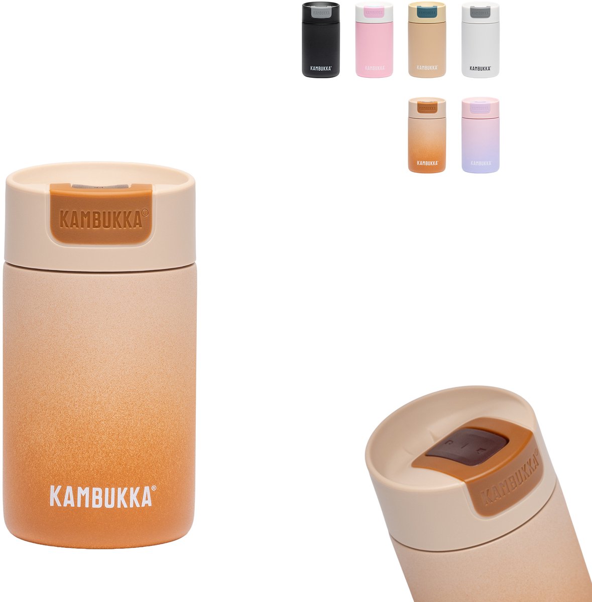 Kambukka Olympus Thermosbeker 300 ml - makkelijk reinigen - lekvrije Koffiebeker - RVS - Café Crema