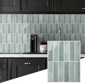 Set van 12 Plaktegels - 28 x 22 cm - 3D Tegelstickers - wandtegelstickers - Tegelstickers - Muurstickers - Waterdichte PVC decoratieve stickers - Zelfklevende muurstickers - Watervast tegelstickers - voor keukens en badkamers - Grijs