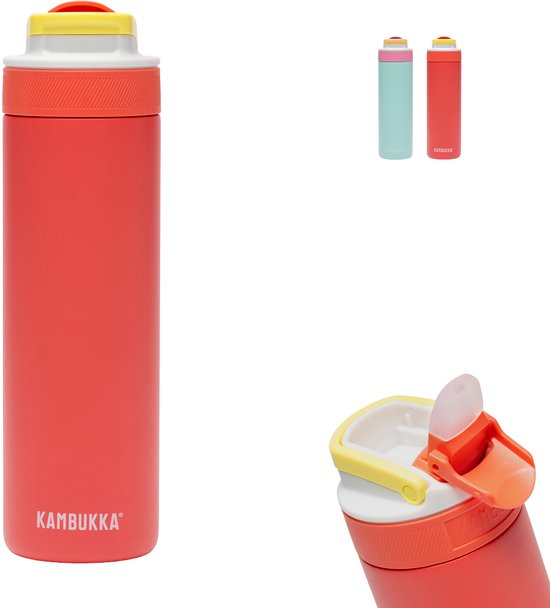 Bouteille isotherme Kambukka Lagoon 600 ml - Fluo Fantasy avec paille intégrée - Jelly mint Turquoise