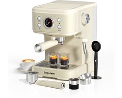 Empstorm Semi‑automatische espressomachine - 20Bar Druk - PID Temperatuurregeling Geschikt voor gemalen koffie & capsules - 1,5L Watertank -wit
