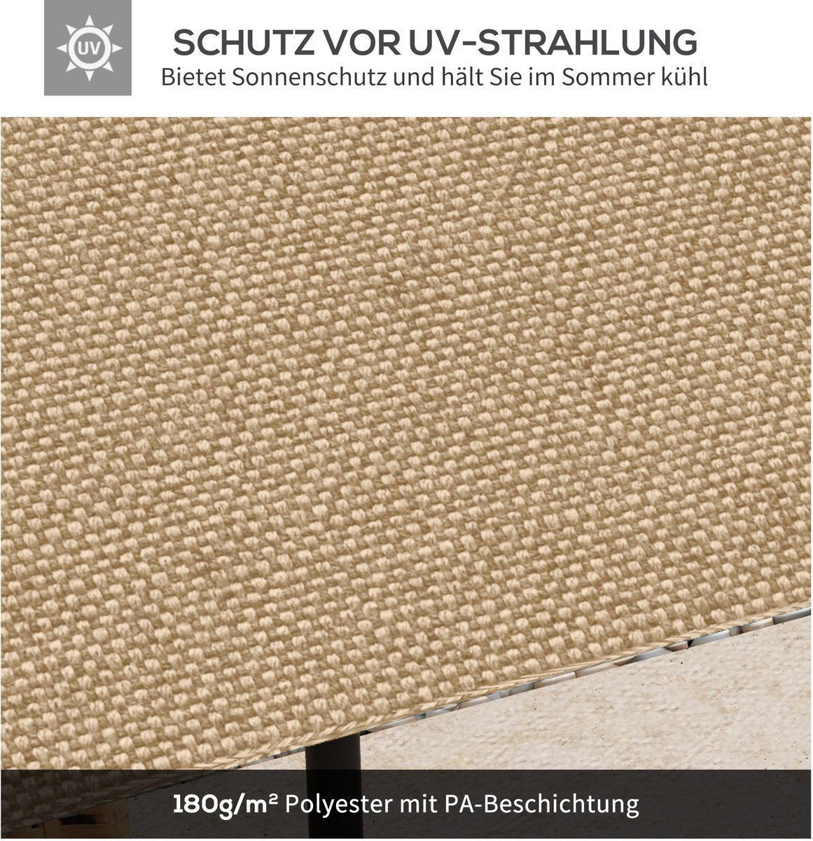 STILVORA Paviljoendak – Vervangend Dak 298 x 295 cm – Polyester – Beige – Uv-Beschermend En Weerbestendig – Met Ventilatie En Afwatering
