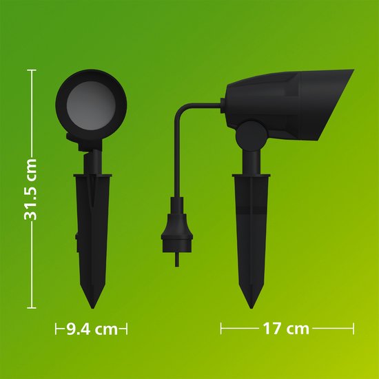 Afmetingen van de zwarte prikspots.