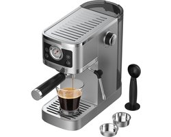 AIMASON CM1660 Halfautomatische Espressomachine - 1350W Semi-Automatische Espresso Koffiemachine - 20 Bar Ulka-pomp – Melkopschuimer – 1,3 L Watertank – RVS