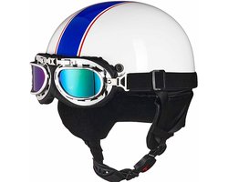 Vintage Half Face Motorfiets Helm Lichtgewicht Half Helm Kleine Half Shell Helm met Bril DOTGoedgekeurde Scooter Cruiser Chopper Brommer Jet Helm