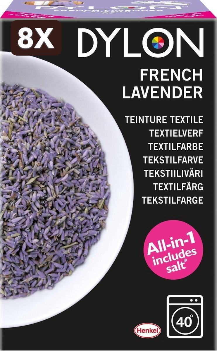8 x DYLON Textielverf - French Lavander - wasmachine - 350g