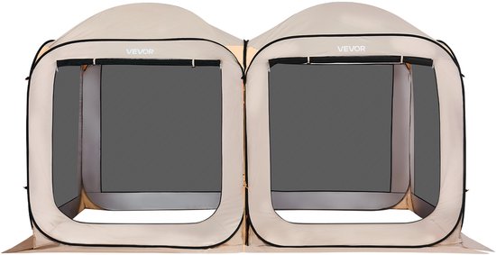 VEVOR Campingtent, 365,76 X 182,88 cm, 2-in-1 Pop-Up Tent, Draagbare Partytent met Draagtas, Gaaswanden en Grondpinnen, voor Tuin, Terras en Buitenactiviteiten, Beige — afbeelding 2