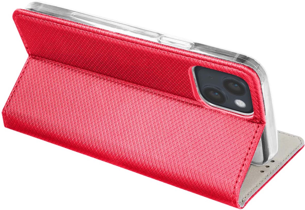 Jaym, Folio hoesje Geschikt voor Apple iPhone 15 Plus magnetische standaardfunctie, Rood