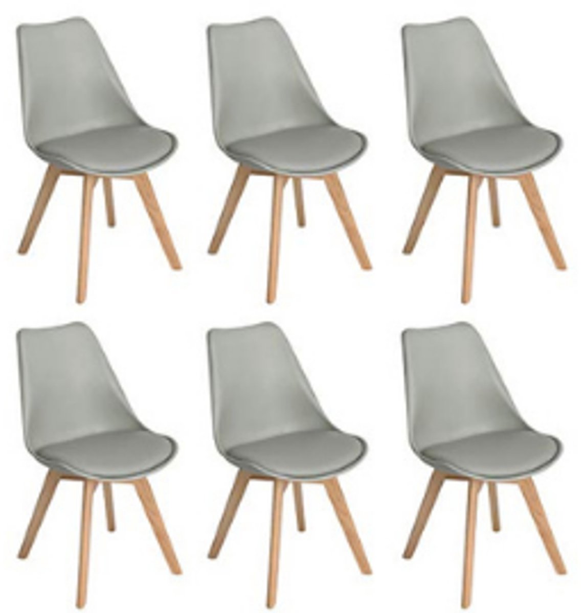 Eetkamerstoelen-Eetkamerstoelen set van 6-gestoffeerd-vintage stijl- met massief beukenhouten poten-Grijs.
