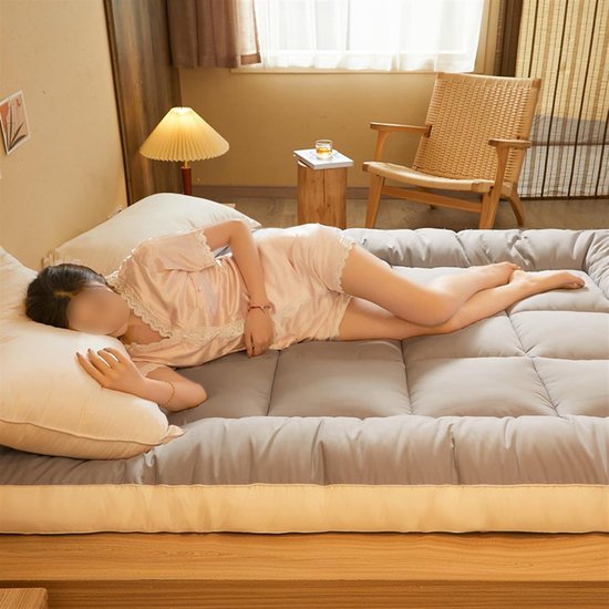 Japanse futonmatras - Vloerbed matras - Comfortabel slapen - Opvouwbaar en draagbaar - 90 x 200 cm - Grijs — afbeelding 3