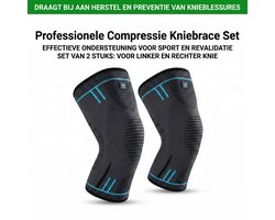 Kniebrace voor Blessureherstel & Sport - Set van 2 Stuks - Elastische Kniesteun & Compressiemouw - Ademend - Maat L
