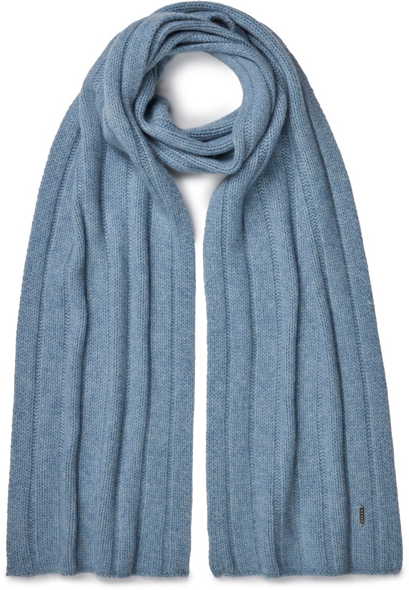 FALKE Scarf in Rib sneldrogend warm kasjmier wintersjaal unisex blauw - maat ONESIZE