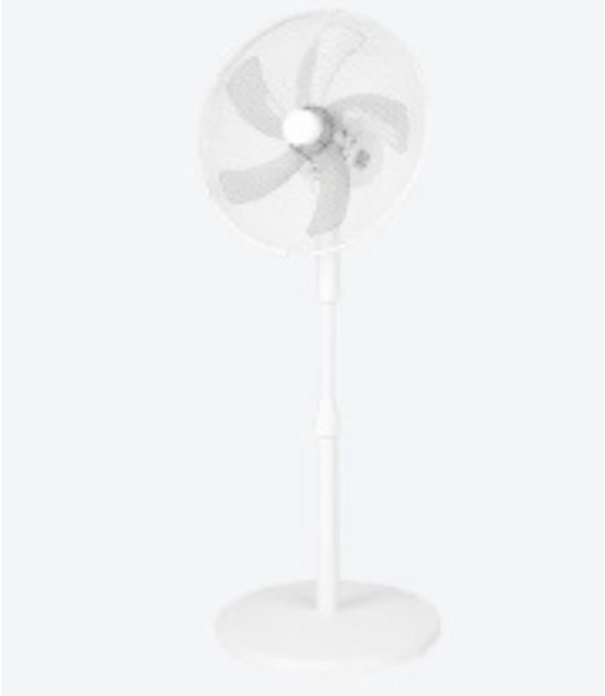 Staande ventilator wit 40 cm verstelbaar 125 cm hoogte 3 snelheden zwenkfunctie 85° kantelbaar 45W veilig