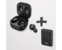 GRiXX Draadloze Bluetooth Oordopjes + Powerbank 5.000 mAh – True Wireless Earbuds met Oplaadcase en Compacte Powerbank – Zwart