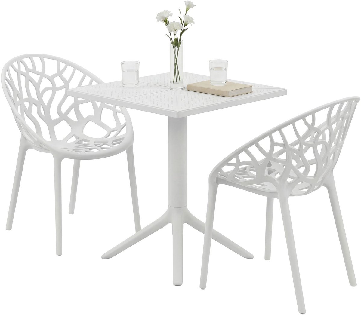 CLP Neriva Tuinmeubelset - 2 stoelen - vierkante tafel - weerbestendige balkonset - voor t