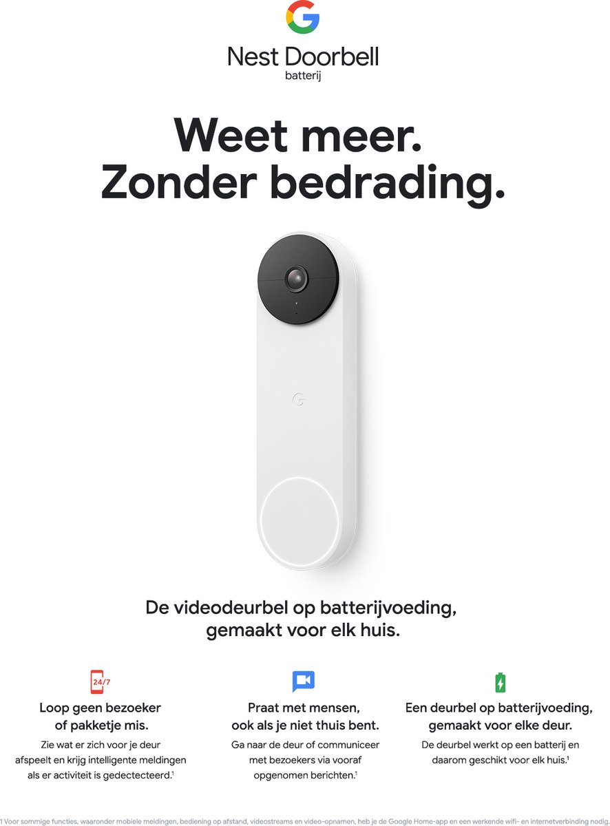 Google Nest Videodeurbel - Deurbeldrukker - Batterij - Wit – foto 4
