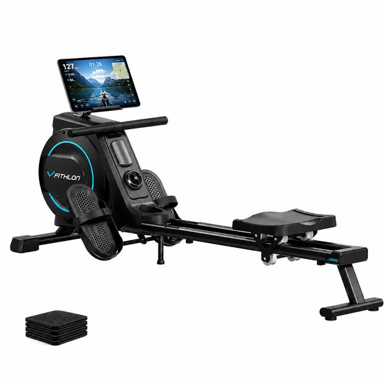 Rameur Fithlon - Machine à ramer avec programmes d'entraînement et application - Appareil de rame pliable avec 32 niveaux de résistance - Rameurs