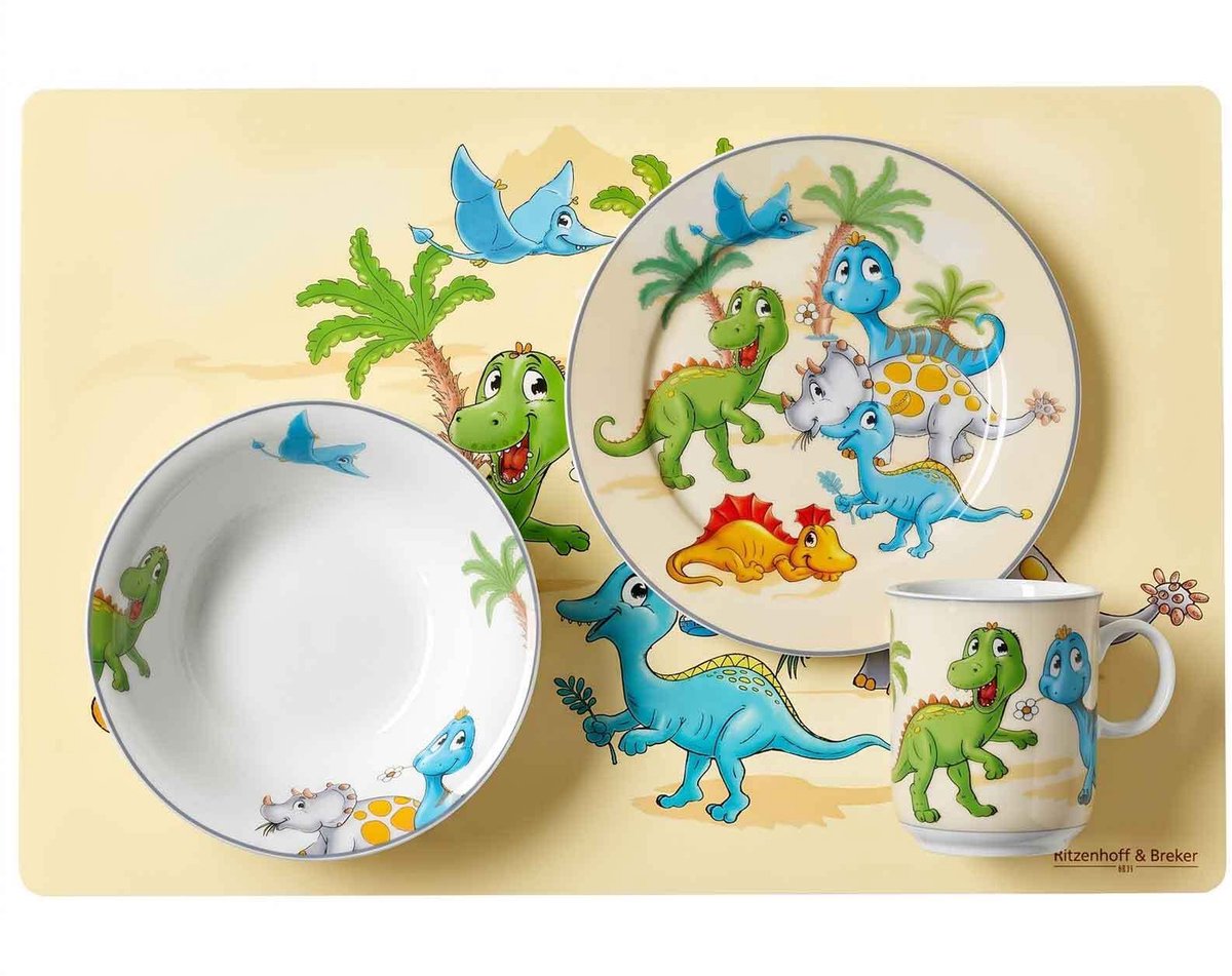 Kindergeschirr mit Platzset Dino