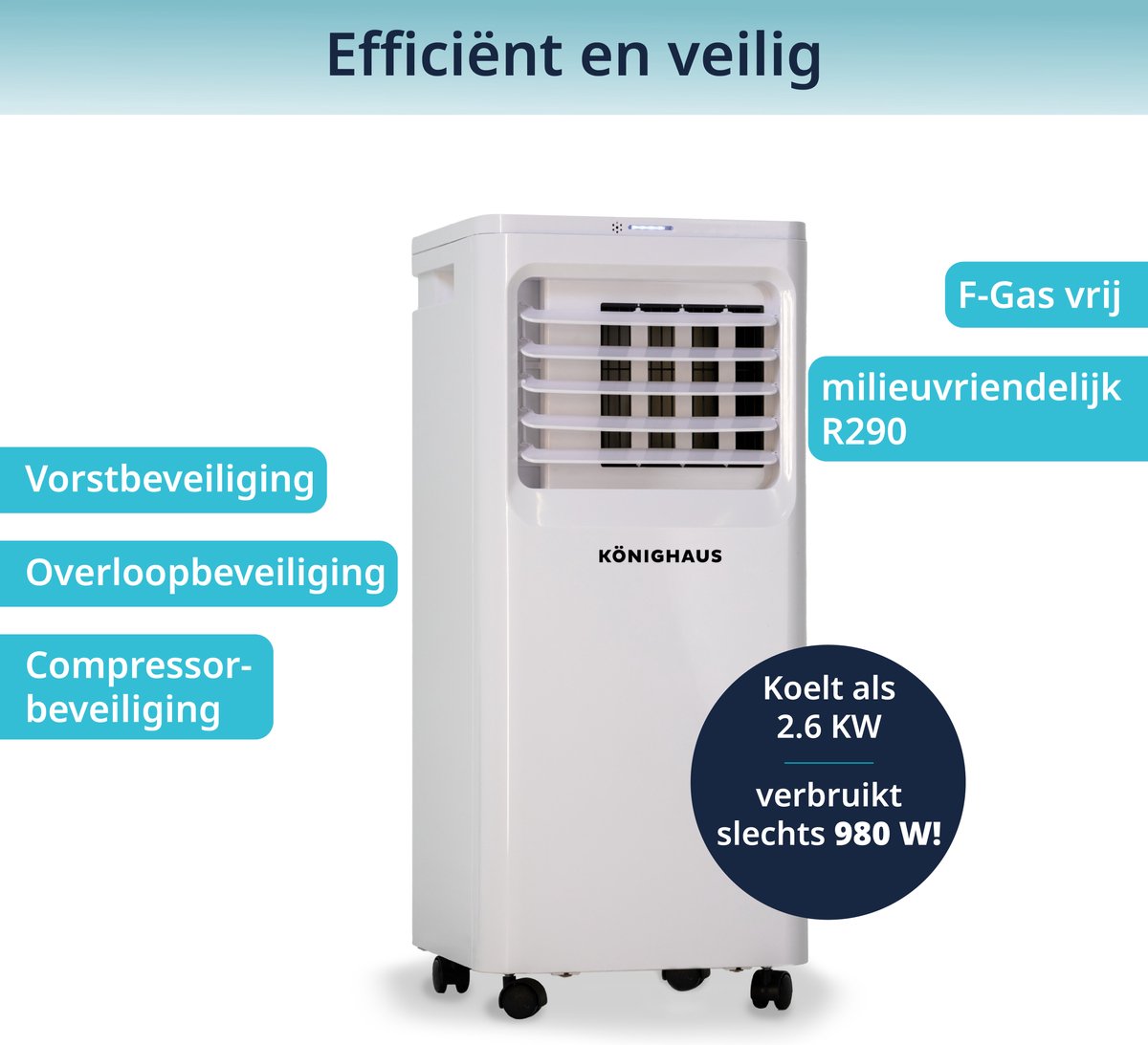 Könighaus Slimme Mobiele Airco 9000 BTU met - afbeelding 3