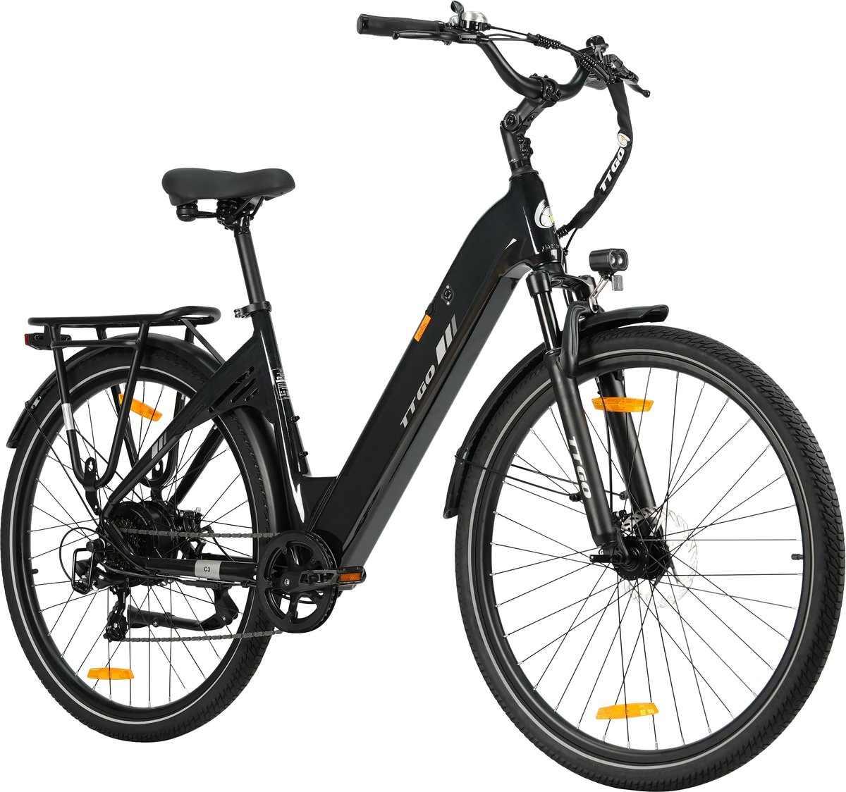 TTGO C3 SE 28 INCH Elektrische Stadsfiets - 250W Motor - 36V 18Ah Accu - Aluminium Lage Instapframe - 28×2.0 Inch Wielen - Shimano 7 Versnellingen - Max Bereik 80-120km - Zwart