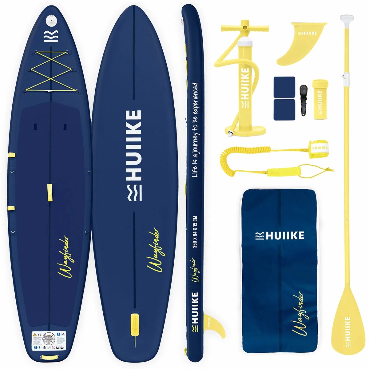 HUIIKE SUP Board Touring - Opblaasbaar Paddle Board met Accessoires, Peddel, Vinnen, Pomp - Stand Up Paddle Hoge Stabiliteit - 350 x 84 x 15 cm - Max. 150 kg