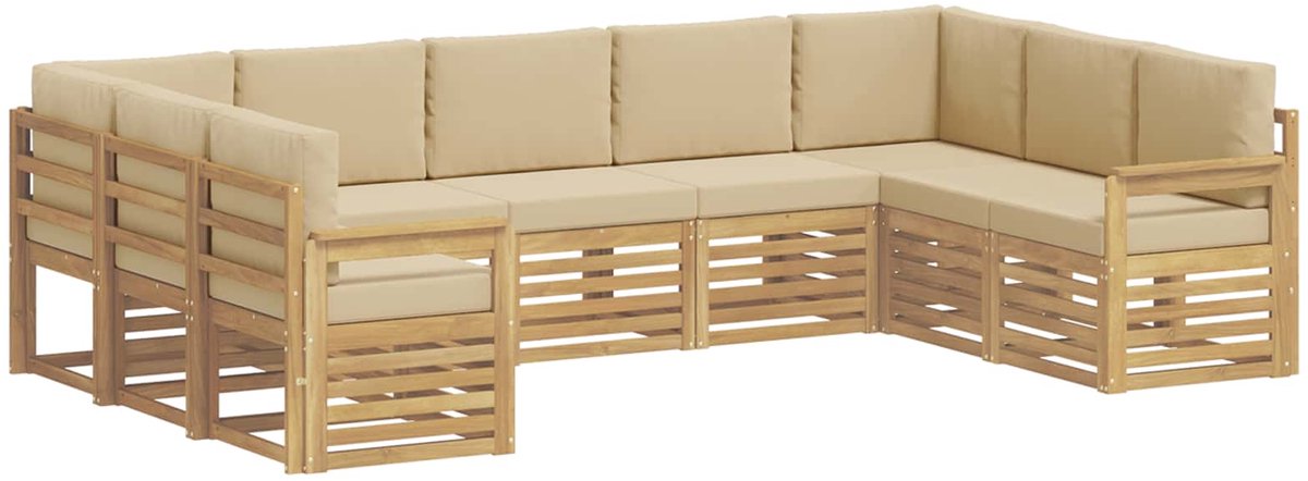 vidaXL Buiten - bank - set - 7 - st - 9-zits - Wit - En - Beige - Polyester Wit en Beige
