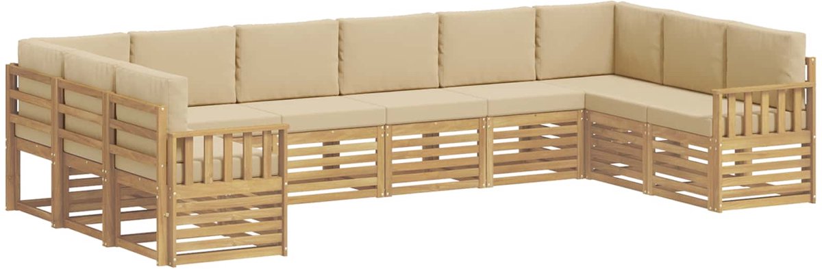 vidaXL Buiten - bank - set - 10 - st - 10-zits - Wit - En - Beige - Polyester Wit en beige