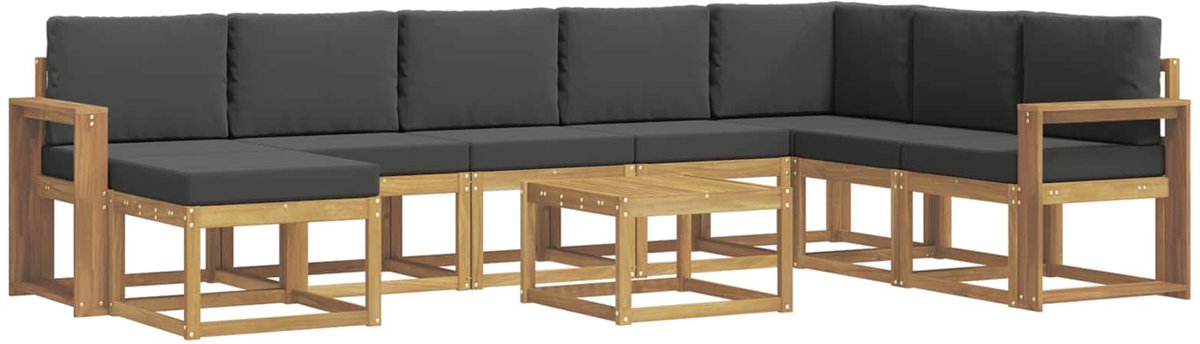 vidaXL Buiten - bank - set - 9 - st - 8-zits - Wit - en - antracietkleurig Wit en antracietkleurig
