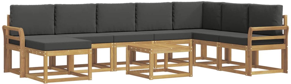 vidaXL Buiten - bank - set - 9 - st - 8-zits - Wit - en - antracietkleurig Wit en antracietkleurig