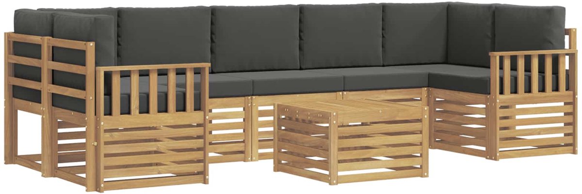 vidaXL Buiten - bank - set - 8 - st - 7-zits - Wit - en - antracietkleurig - Polyester Wit en antracietkleurig